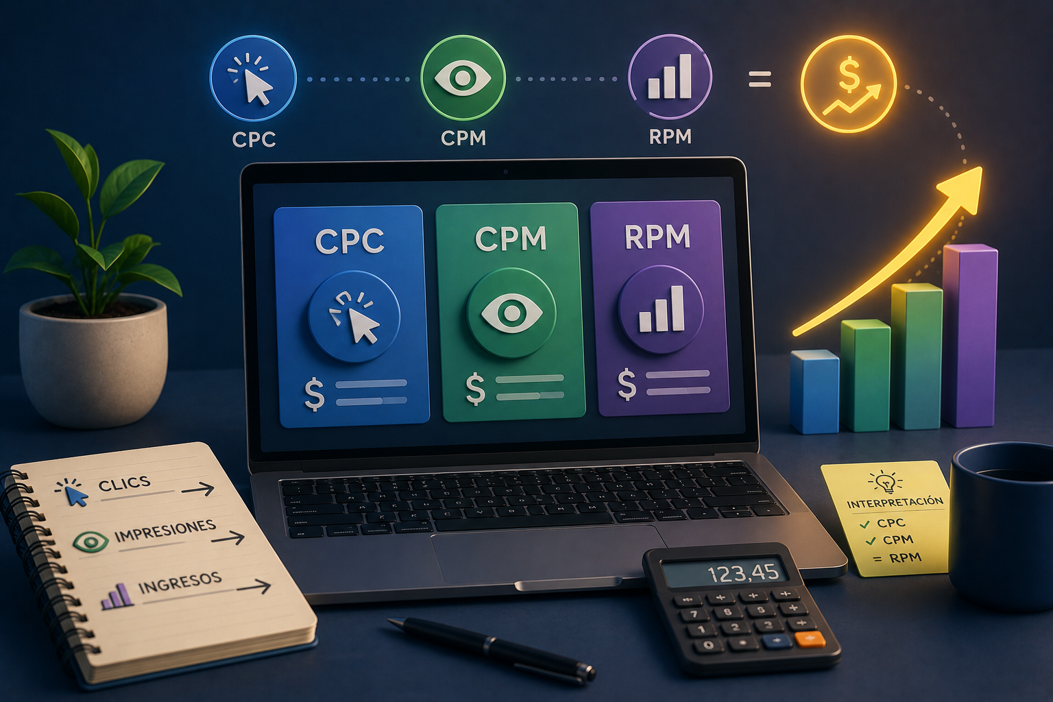 CPC, CPM y RPM en AdSense: qué significa cada uno y cómo interpretarlos juntos